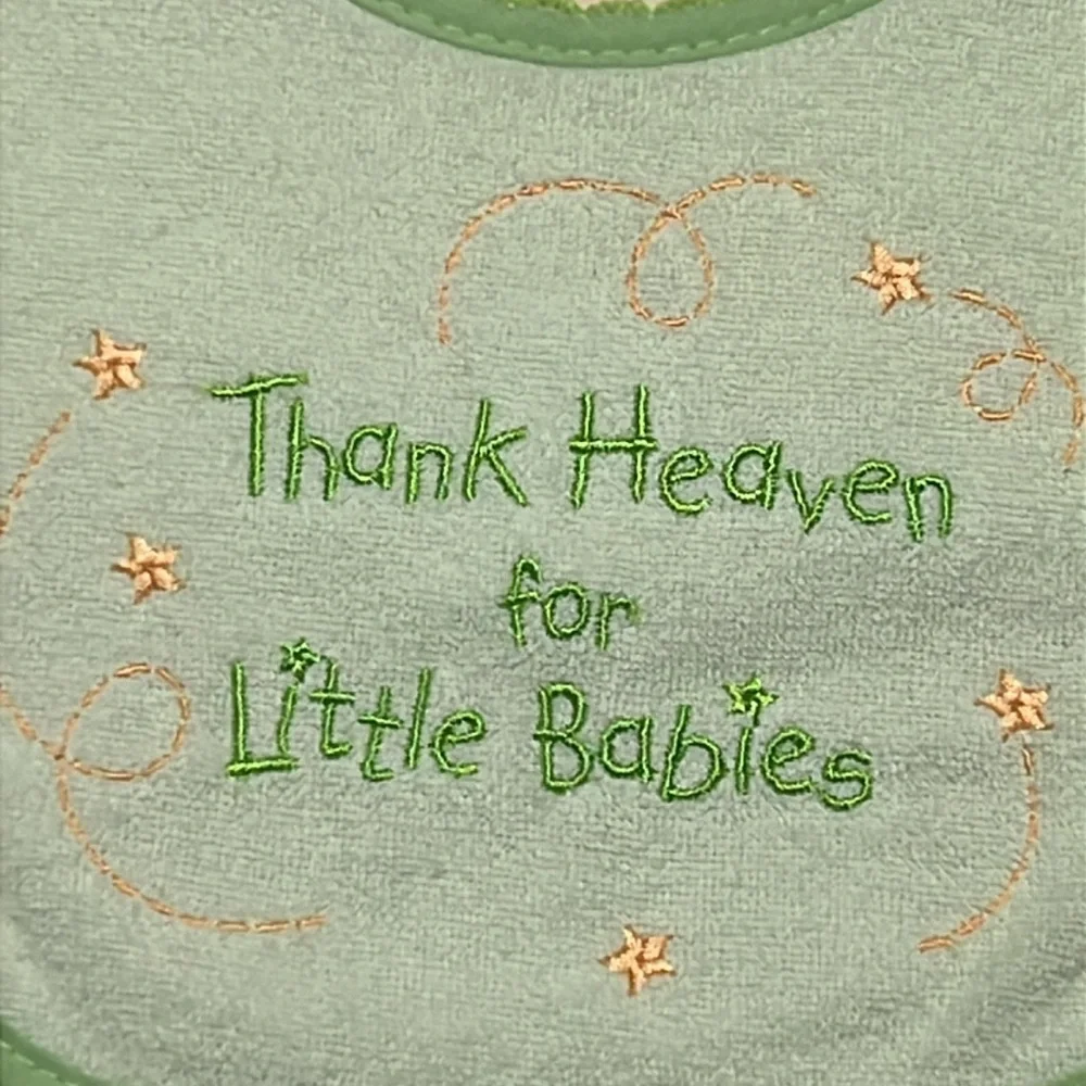 Vintage Cherokee Baby Green Embroidered Bib